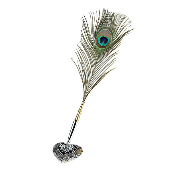 Peacock feather pen gift box