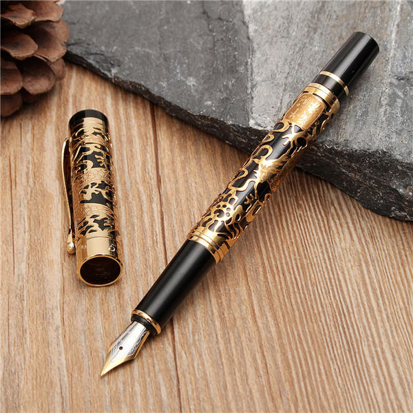 Golden dragon relief pen