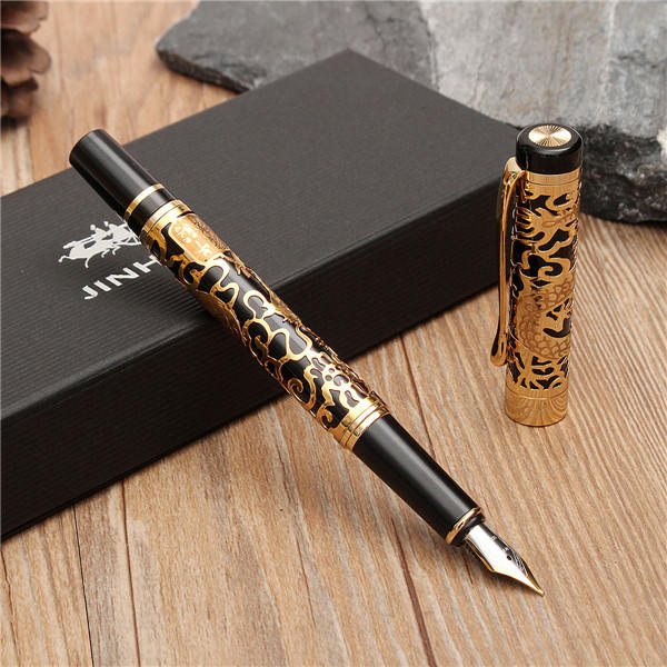 Golden dragon relief pen