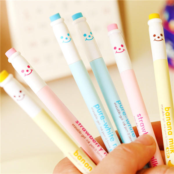 Cartoon smile can be rubbed rubber ball pen